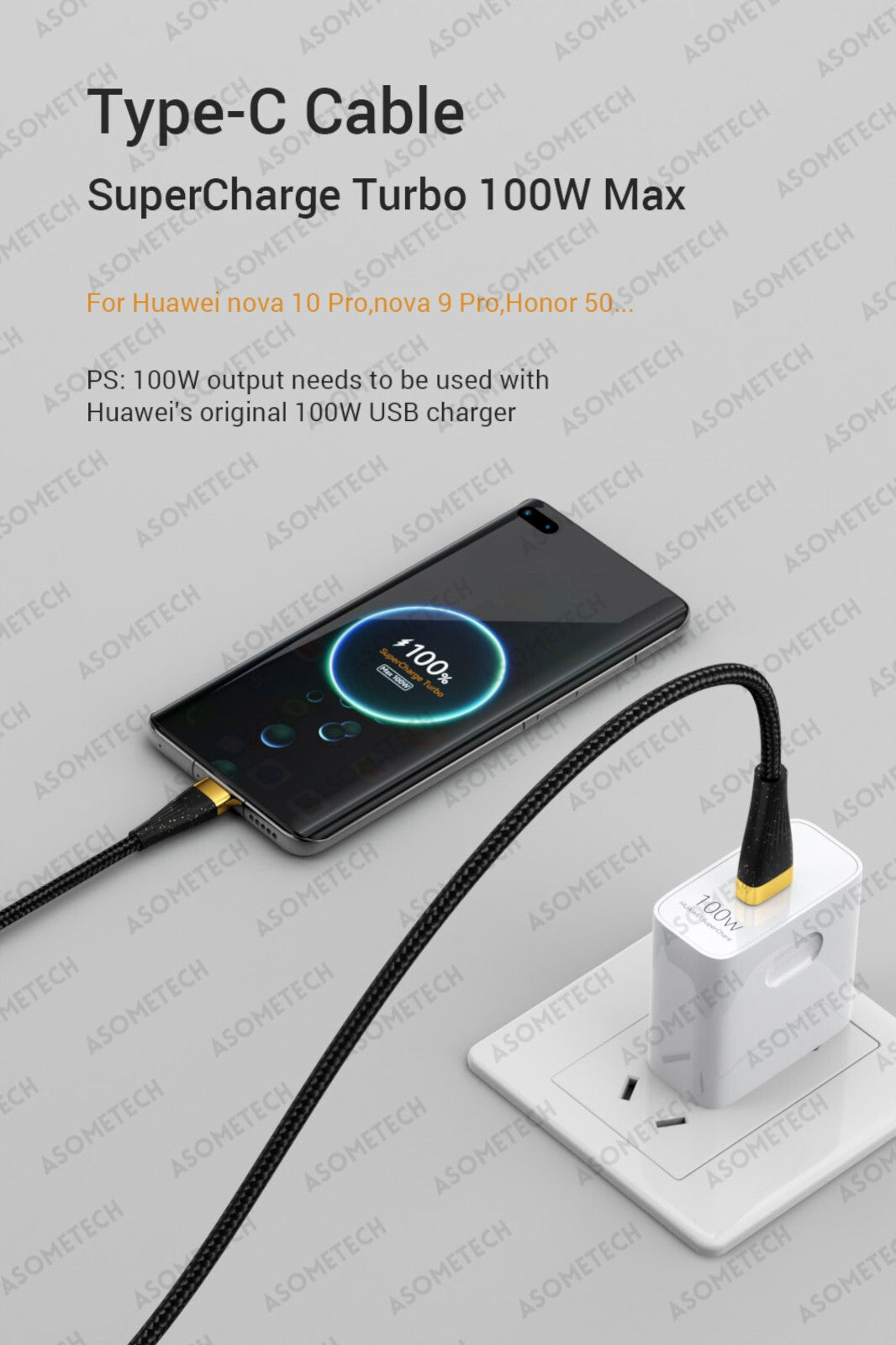 2m USB 100W Ladekabel Typ C Multi Micro Kabel Schnell Original Asometech - 3KShop.de