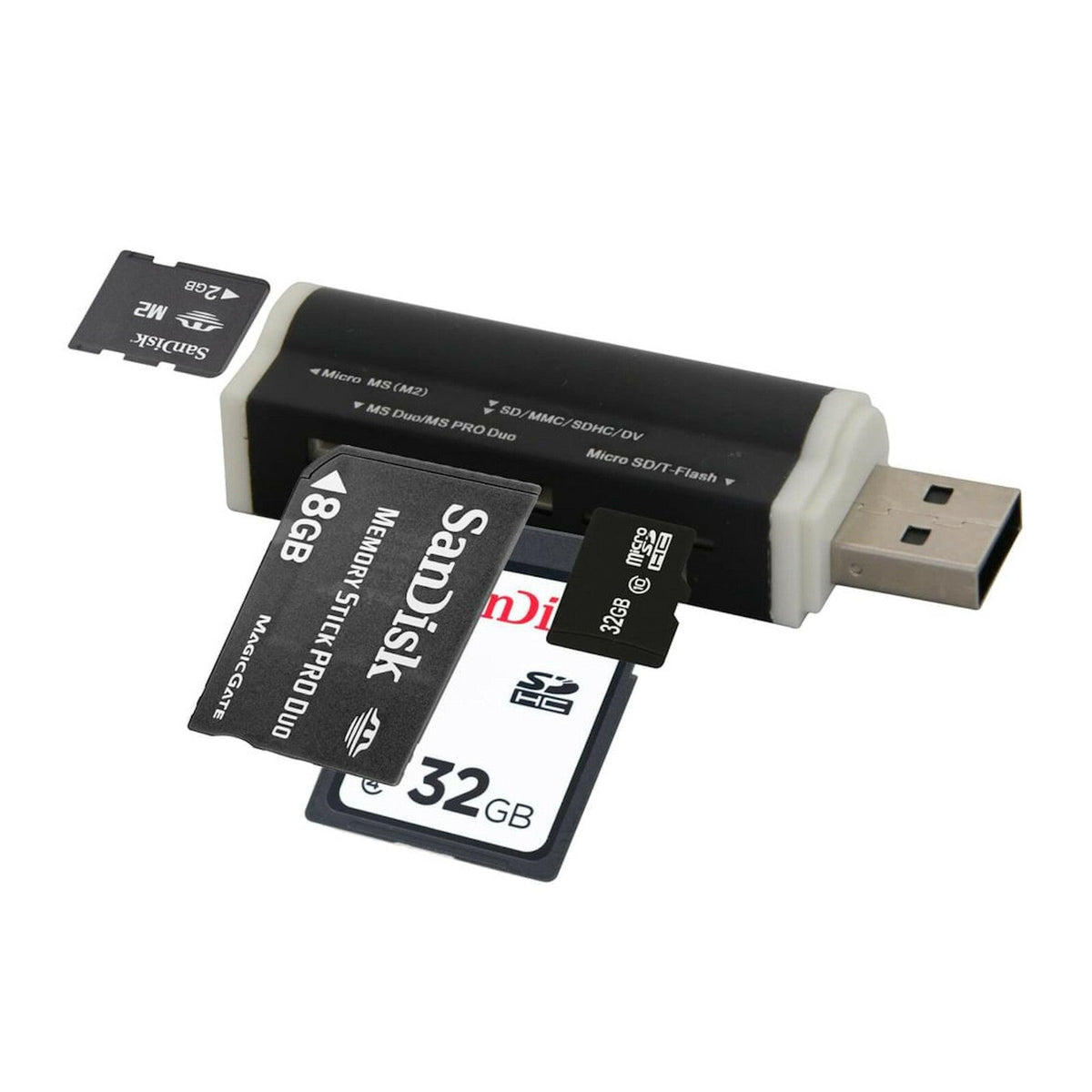 Schwarzer USB-Kartenleser für MicroSD SDHC MMC M2