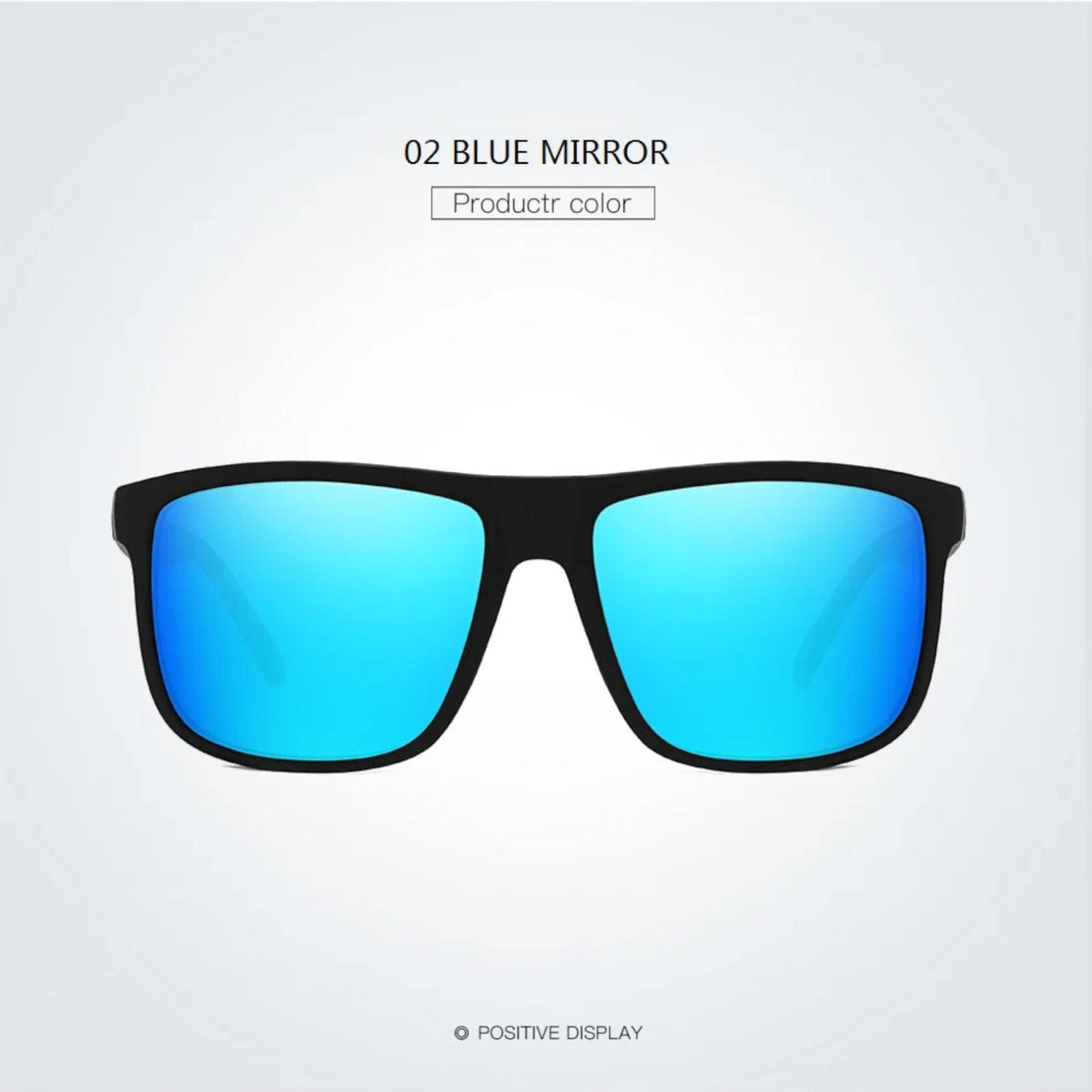 Matt-schwarze Sonnenbrille mit blauen Spiegelgläsern