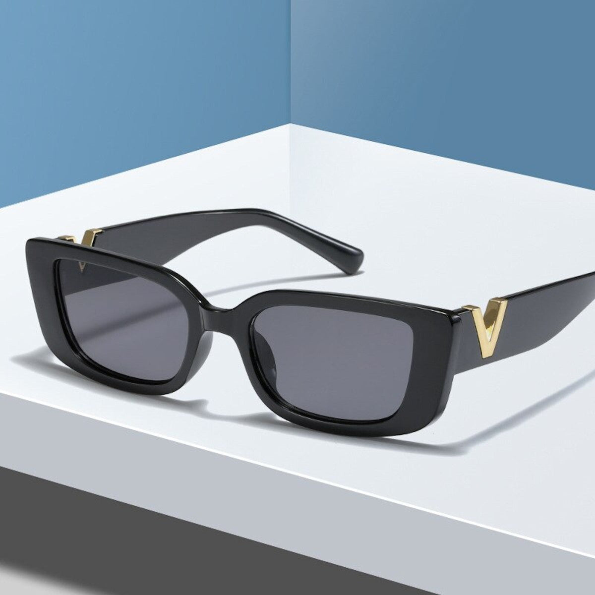 Schwarze Cat-Eye-V-Sonnenbrille