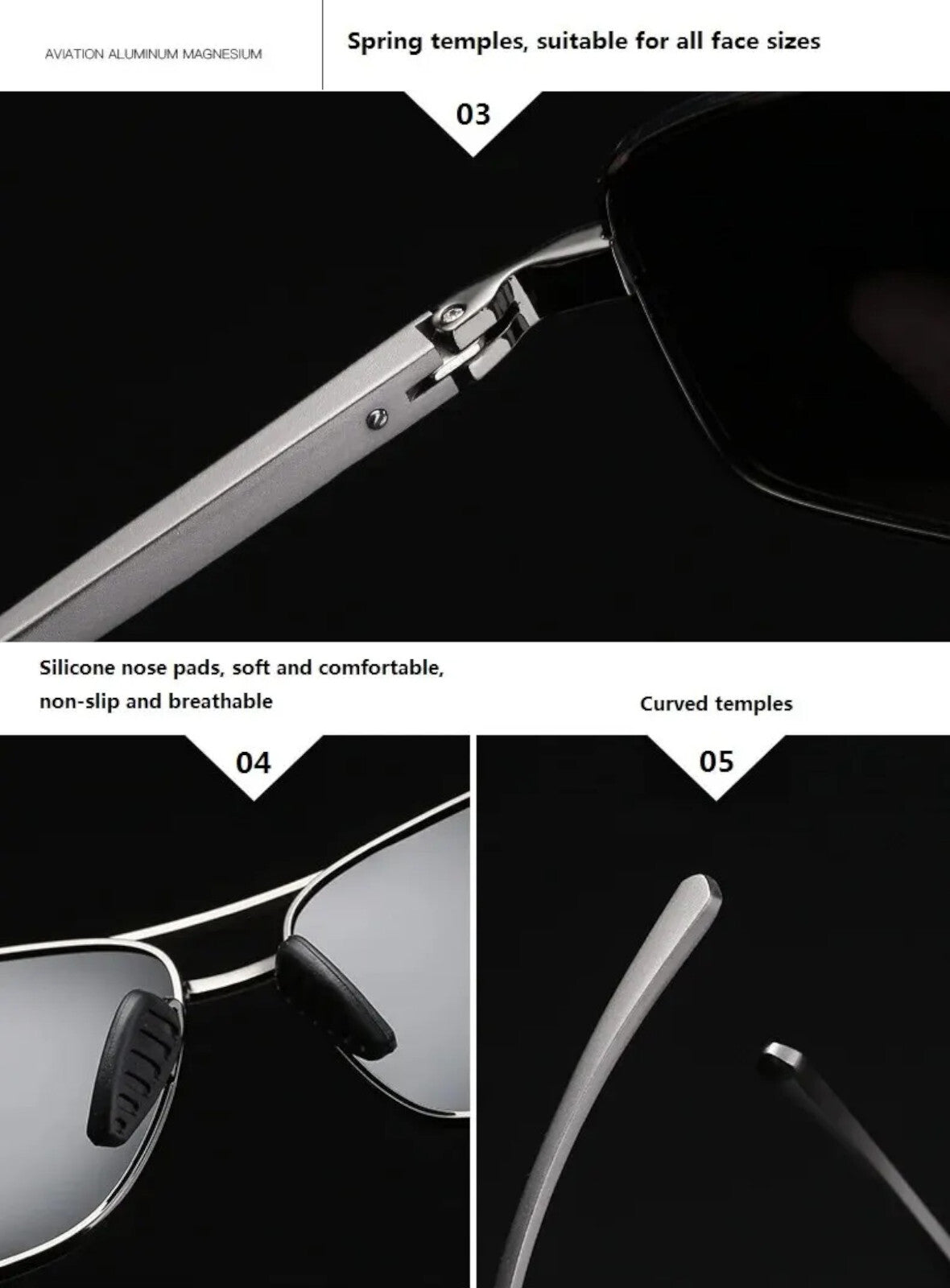 Gunmetal Piloten-Sonnenbrille aus Aluminium-Magnesium