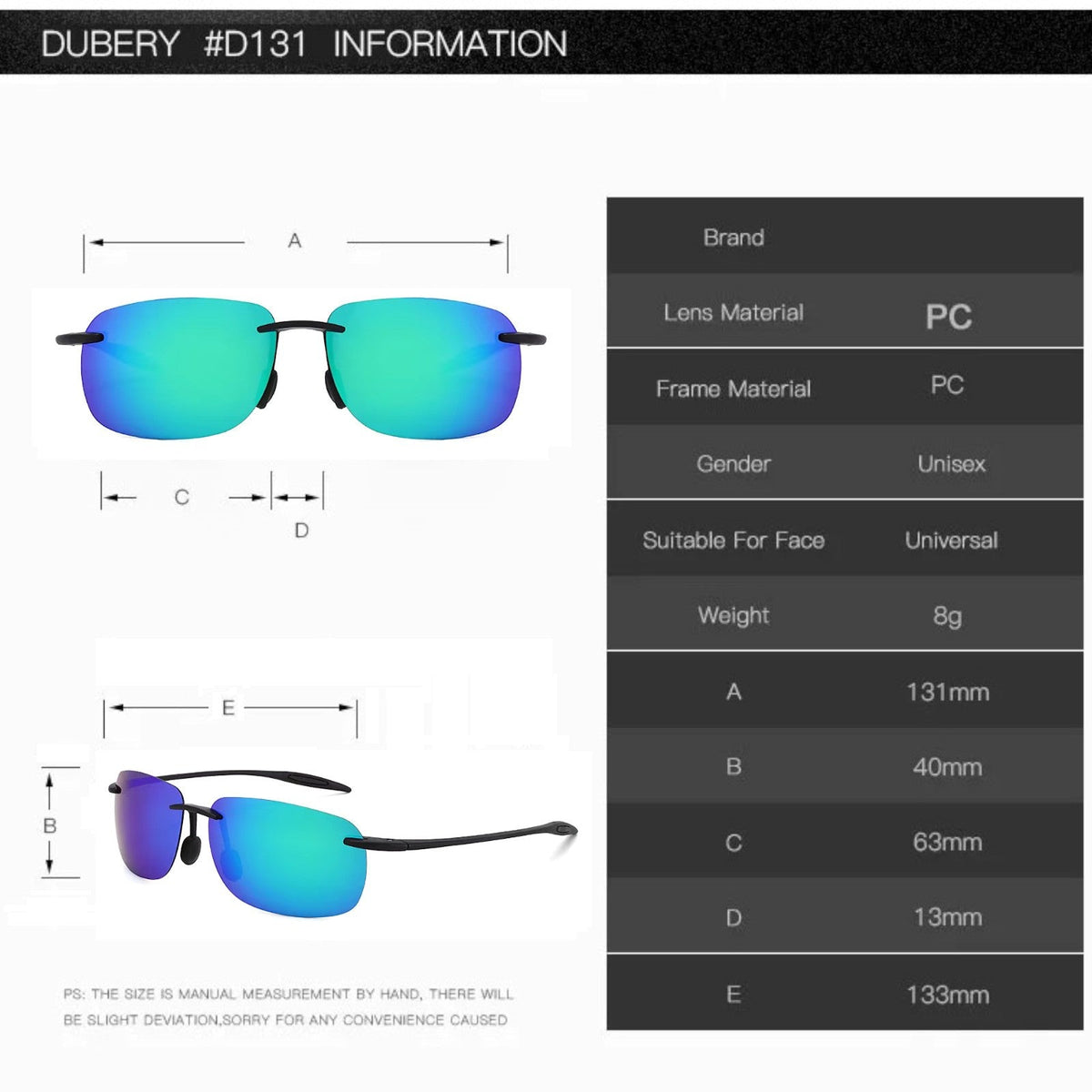 Rahmenlose Matrix-Sonnenbrille mit grün-blauen Gläsern