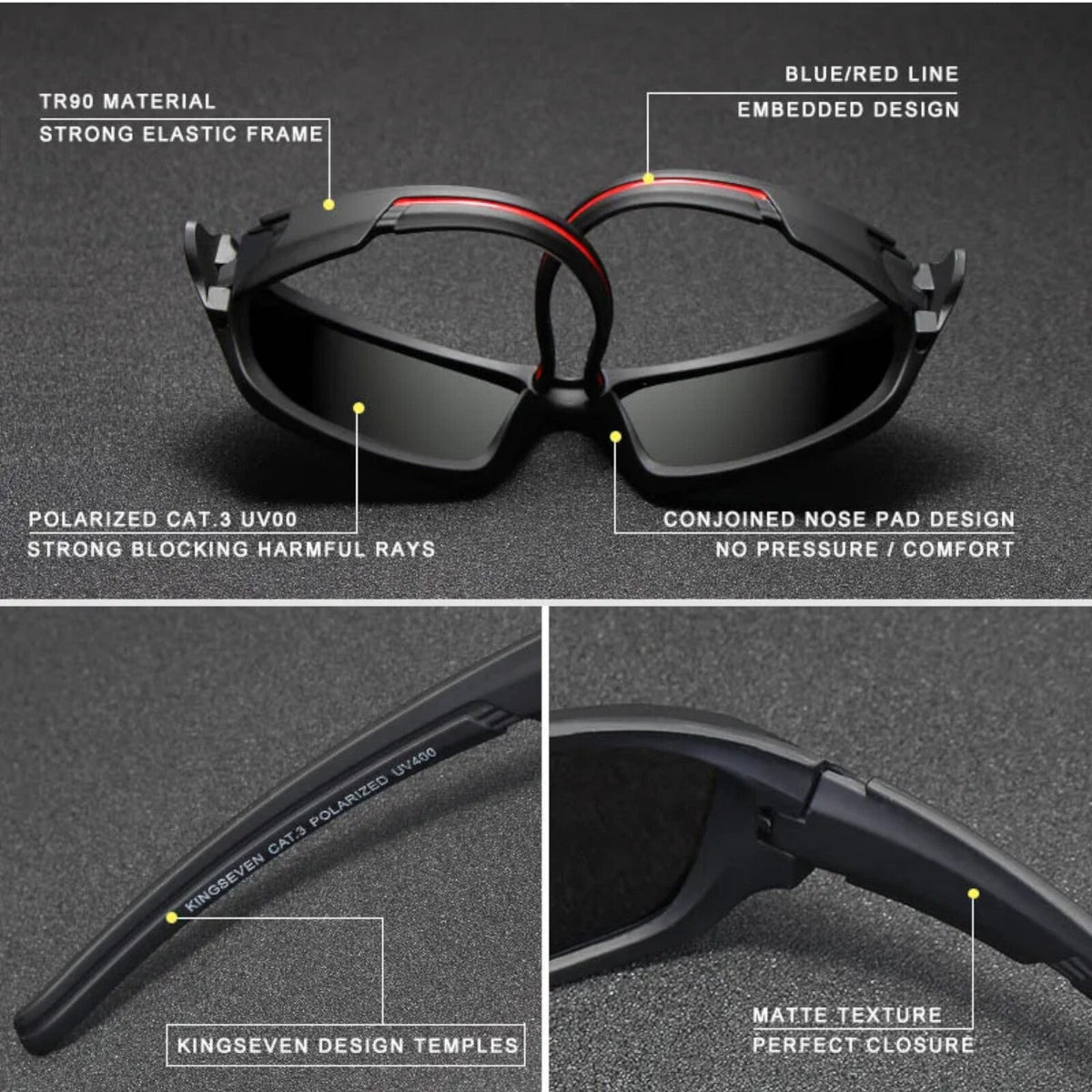 Kingseven NA768 polarisierte Biker-Sonnenbrille