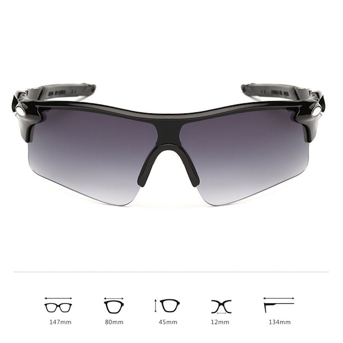 Schwarze polarisierte Sport-Sonnenbrille X1