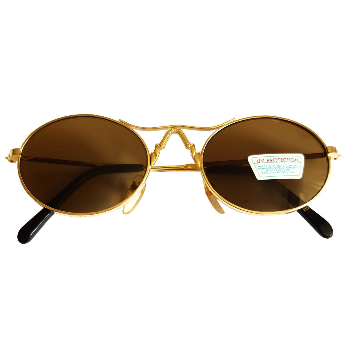 Gold-braune Vintage Damen-Sonnenbrille mit Verzierungen