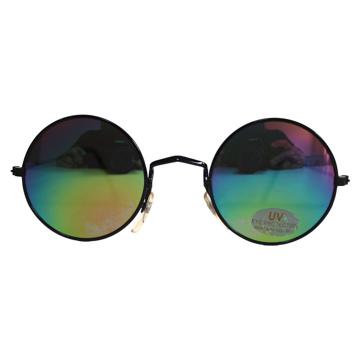 Runde schwarze Steampunk-Sonnenbrille verspiegelt