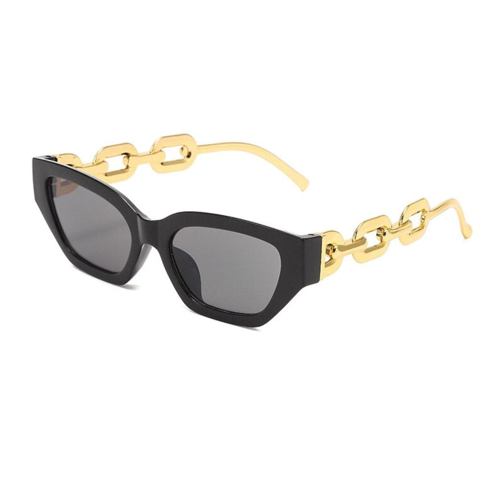 Schwarz-goldene Vintage Cat-Eye-Sonnenbrille