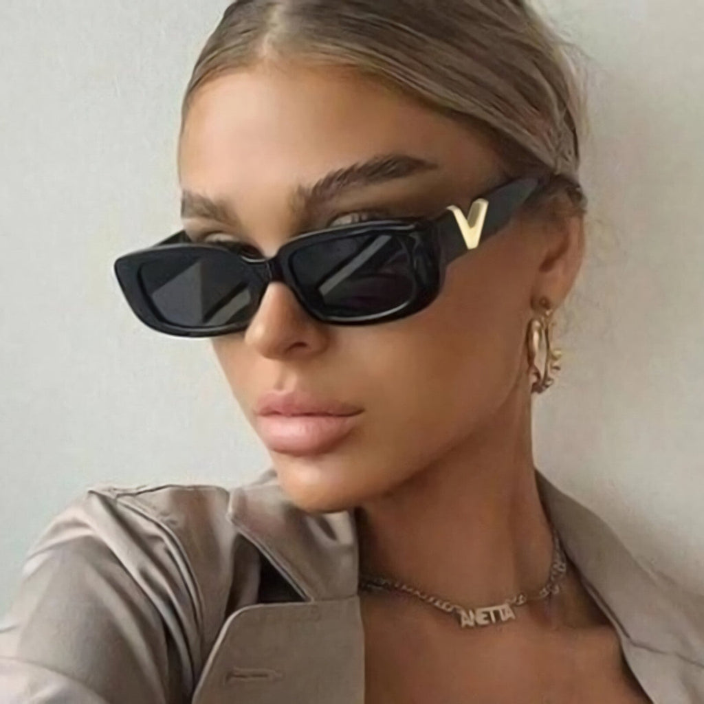 Schwarze Cat-Eye-V-Sonnenbrille