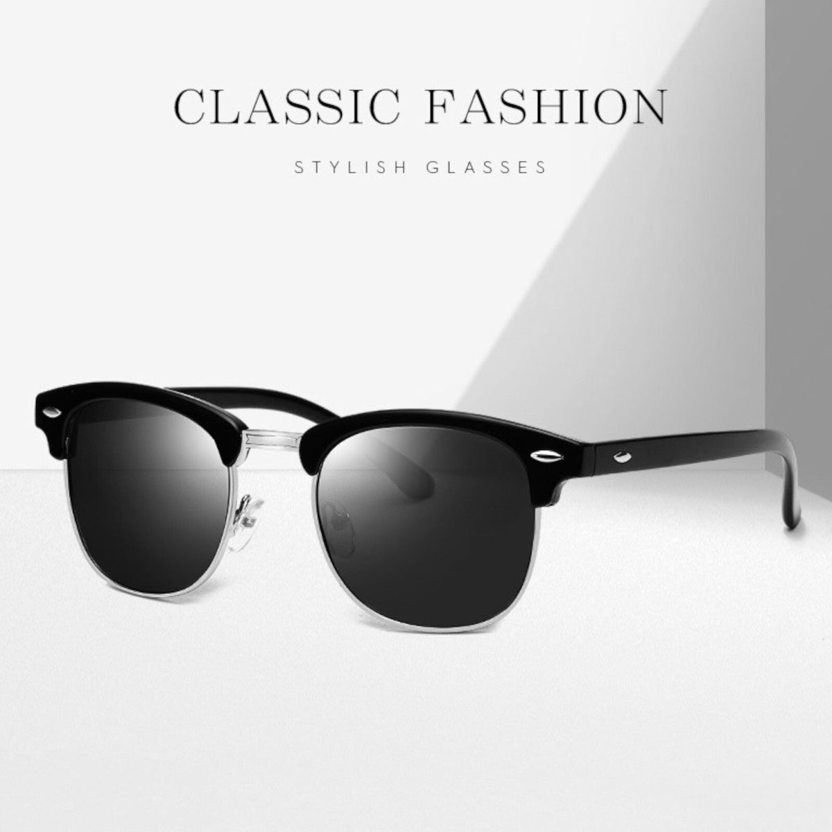 Schwarz-silberne Vintage-Retro-Sonnenbrille Unisex