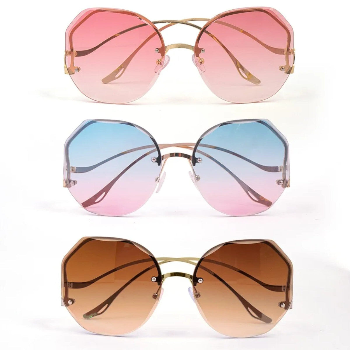 Rahmenlose Designer Damen-Sonnenbrille