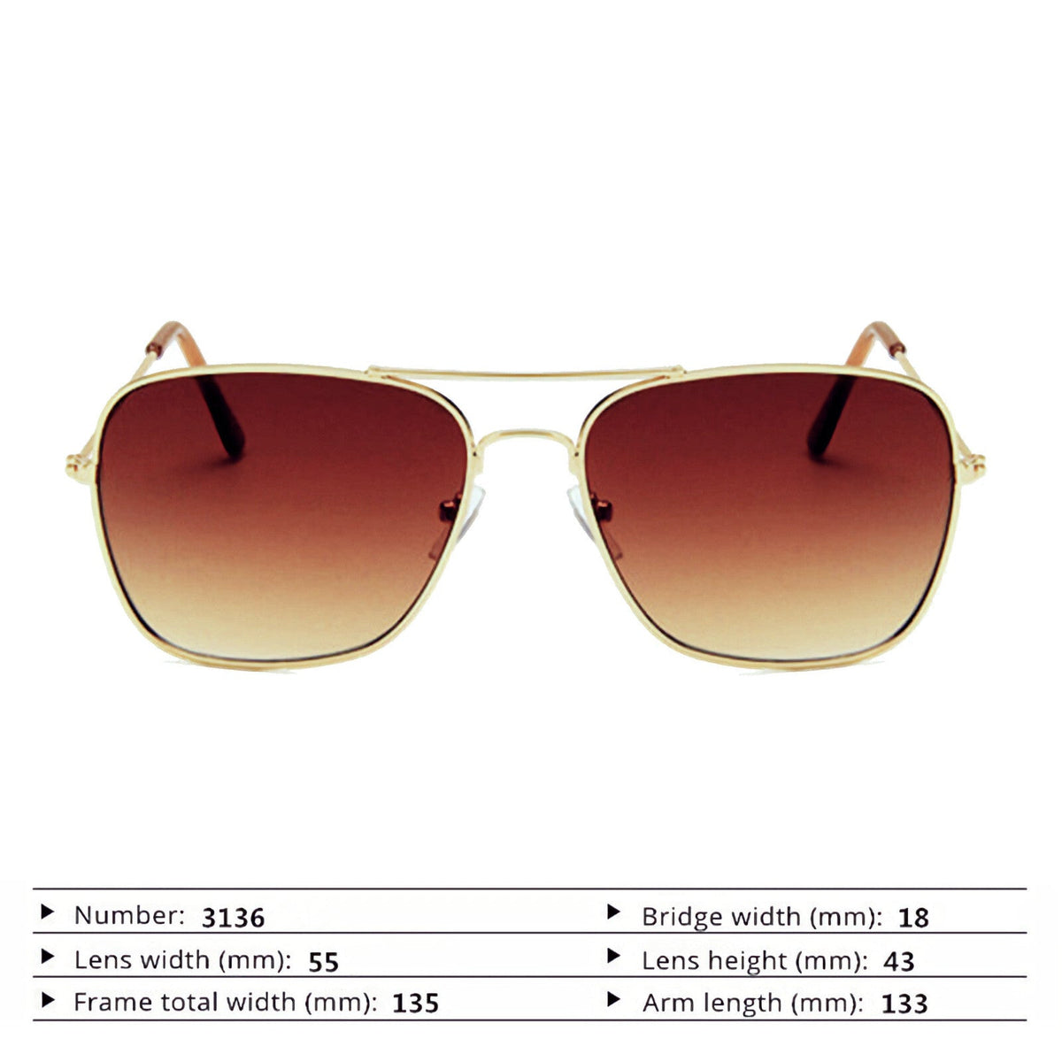 Gold-braune Piloten-Sonnenbrille mit UV400-Schutz