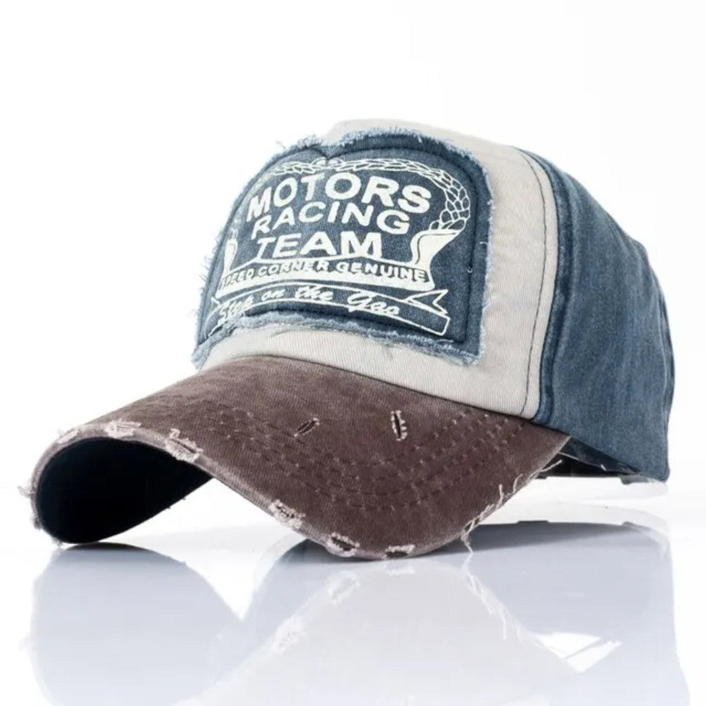 Motor Racing Vintage-Basecap aus Baumwolle mit Retro-Stickerei