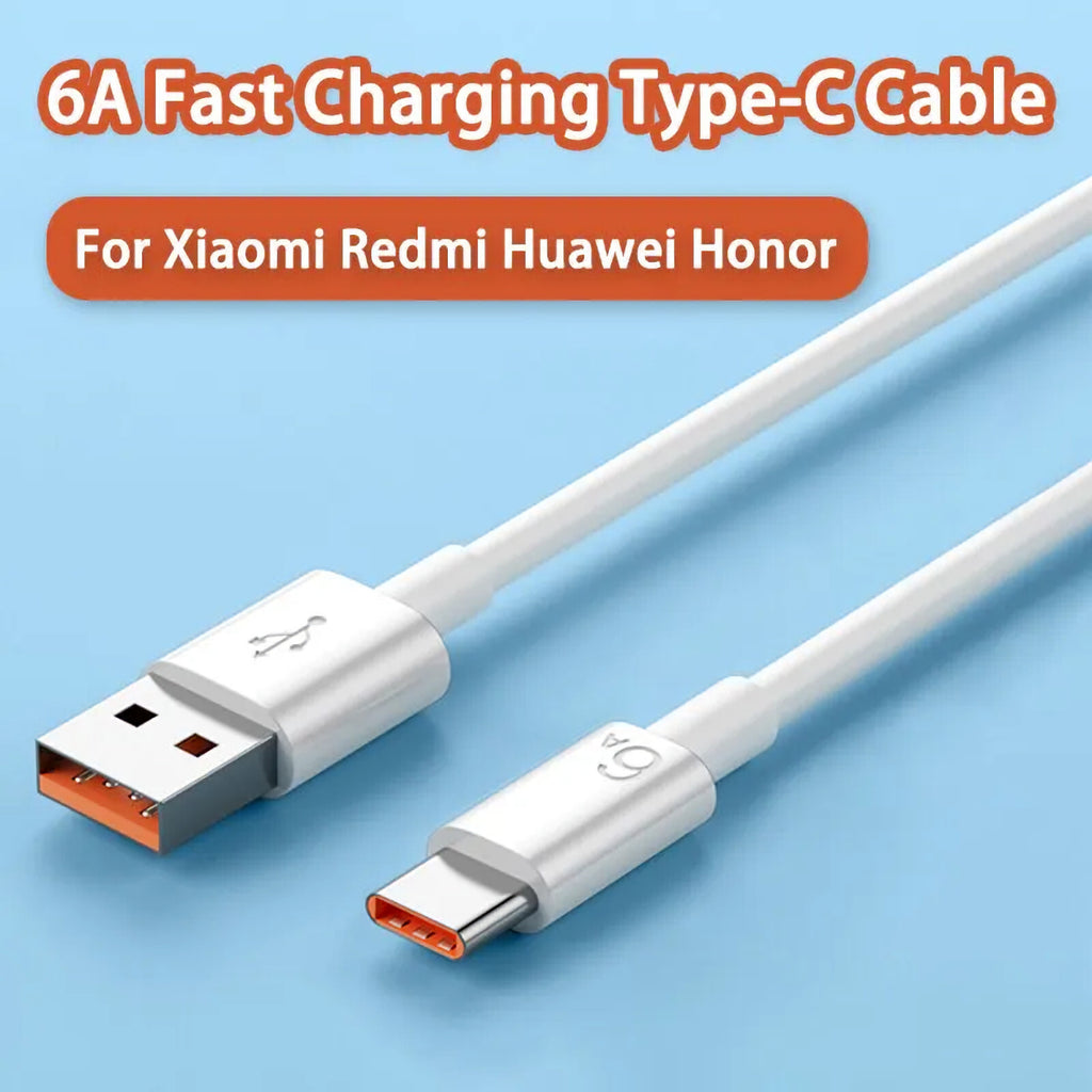 66W 6A 2m Schnell Ladekabel USB A zu USB Typ C Daten Handy weiss - 3KShop.de