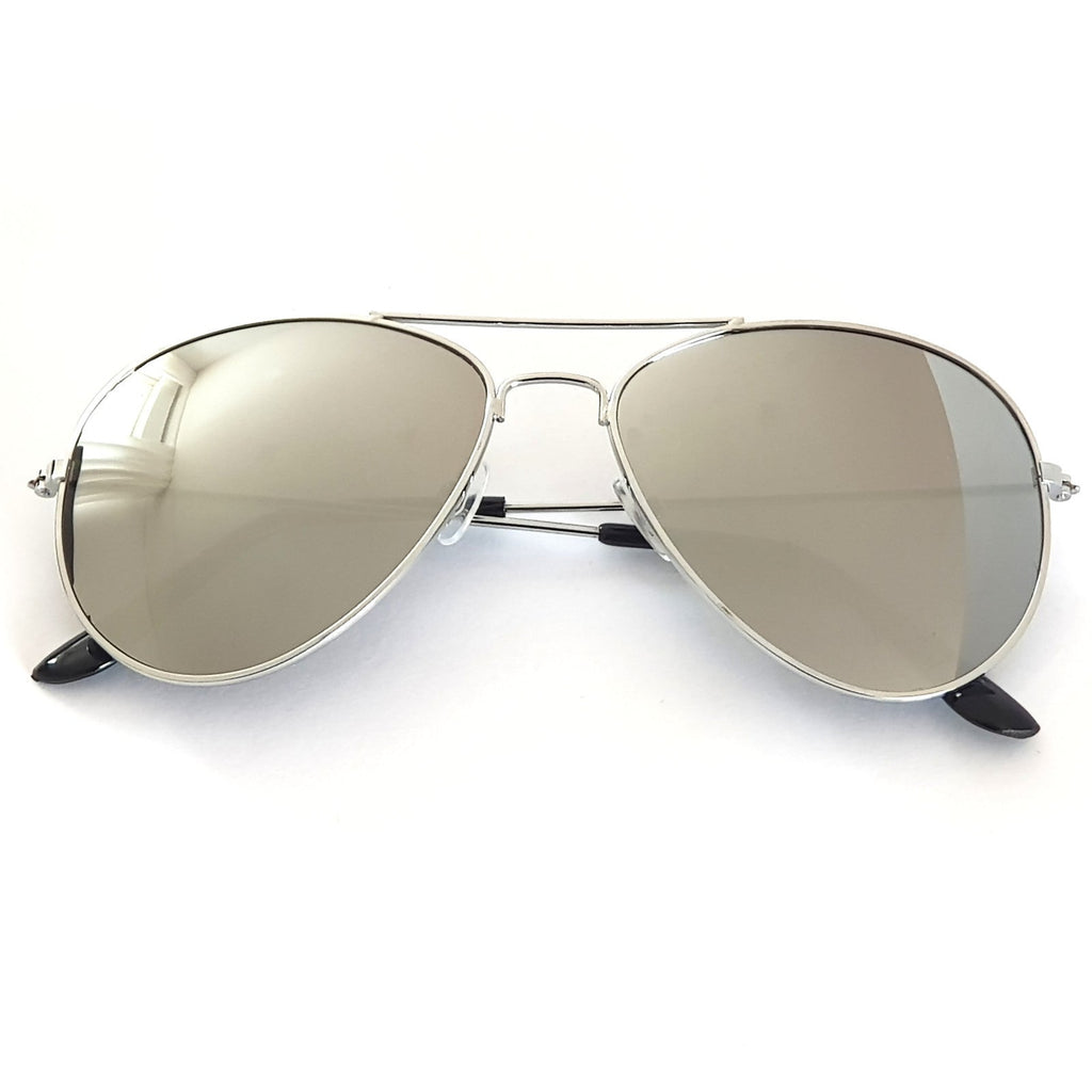 Silberne verspiegelte Piloten-Sonnenbrille