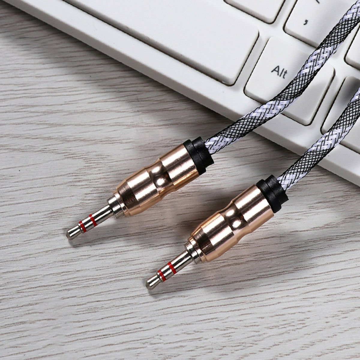 Premium Stereo Kopfhörer Anschlusskabel Nylon 1m 3,5mm Klinke Stecker>Stecker T1 - 3KShop.de