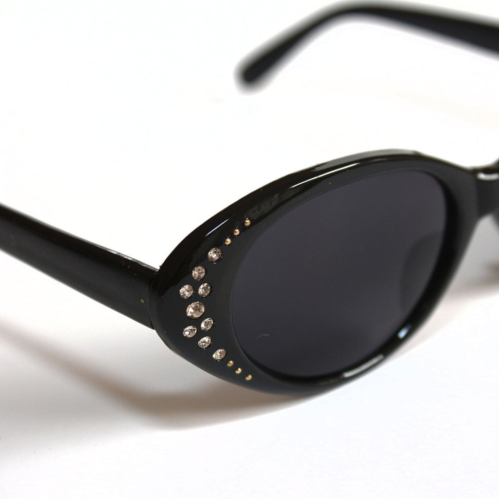Schwarze Cat-Eye-Sonnenbrille mit Strass