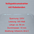Vollspektrum-Infrarotstrahler 580 mm 300 W mit Kabelenden
