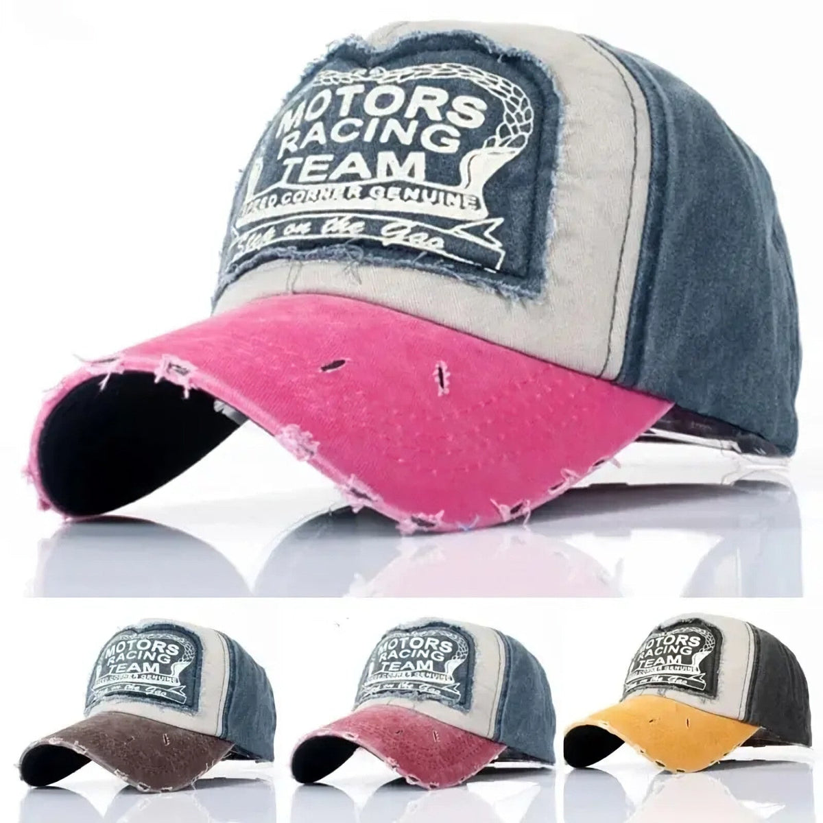 Motor Racing Vintage-Basecap aus Baumwolle mit Retro-Stickerei