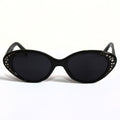 Schwarze Cat-Eye-Sonnenbrille mit Strass
