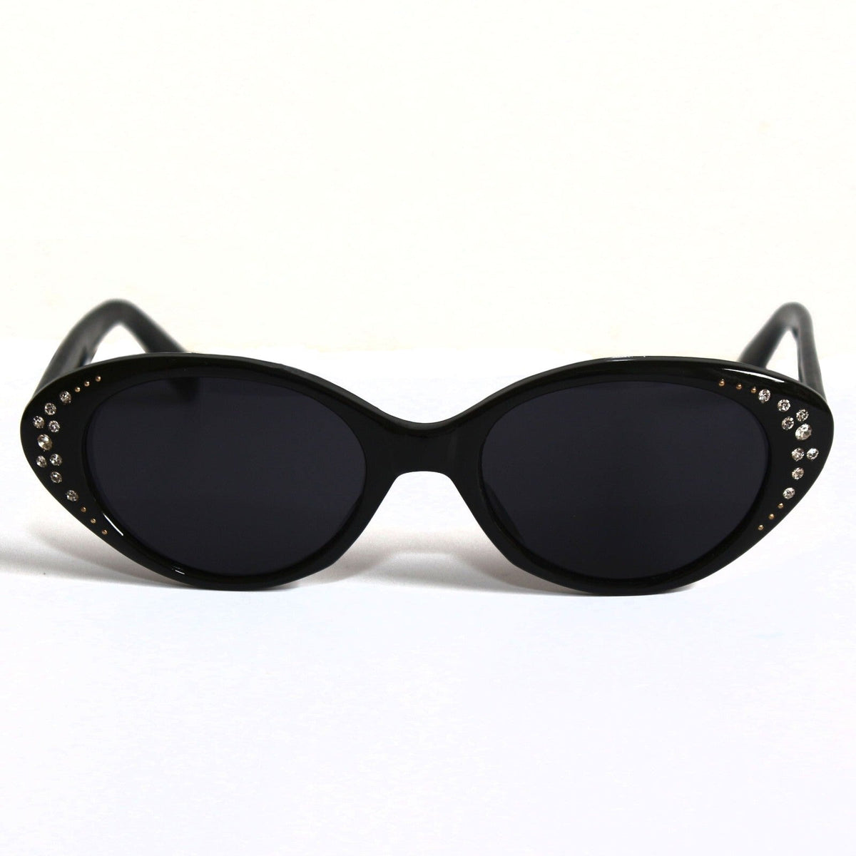 Schwarze Cat-Eye-Sonnenbrille mit Strass