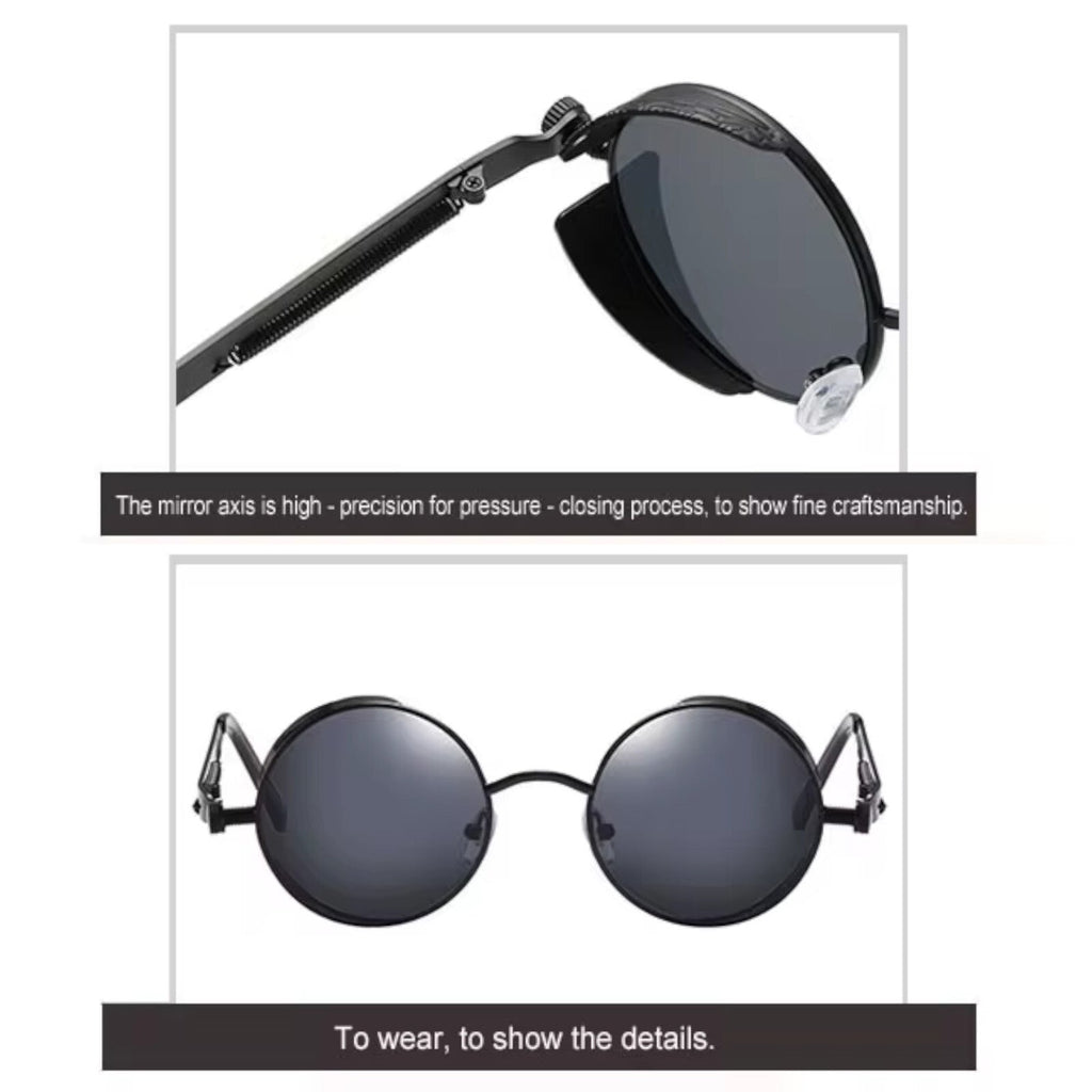 Runde schwarze Steampunk-Sonnenbrille