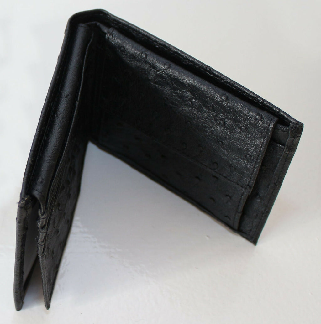 Herren Geldbeutel Portemonnaie Geldbörse Brieftasche Schwarz Straußenleder Optik - 3KShop.de