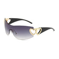 Schwarz-goldene Designer-Sonnenbrille mit Herzen