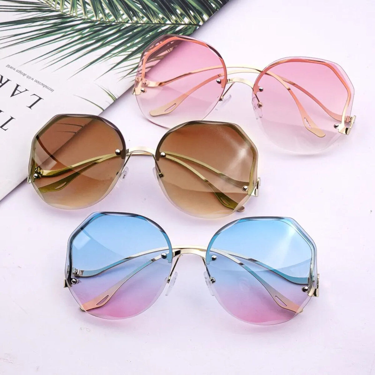 Rahmenlose Designer Damen-Sonnenbrille