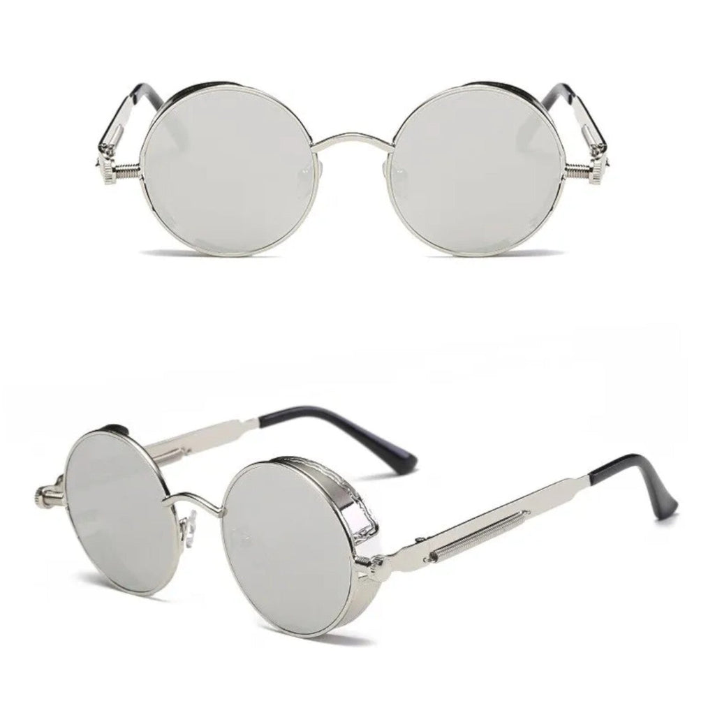 Runde gold-schwarze Steampunk-Sonnenbrille