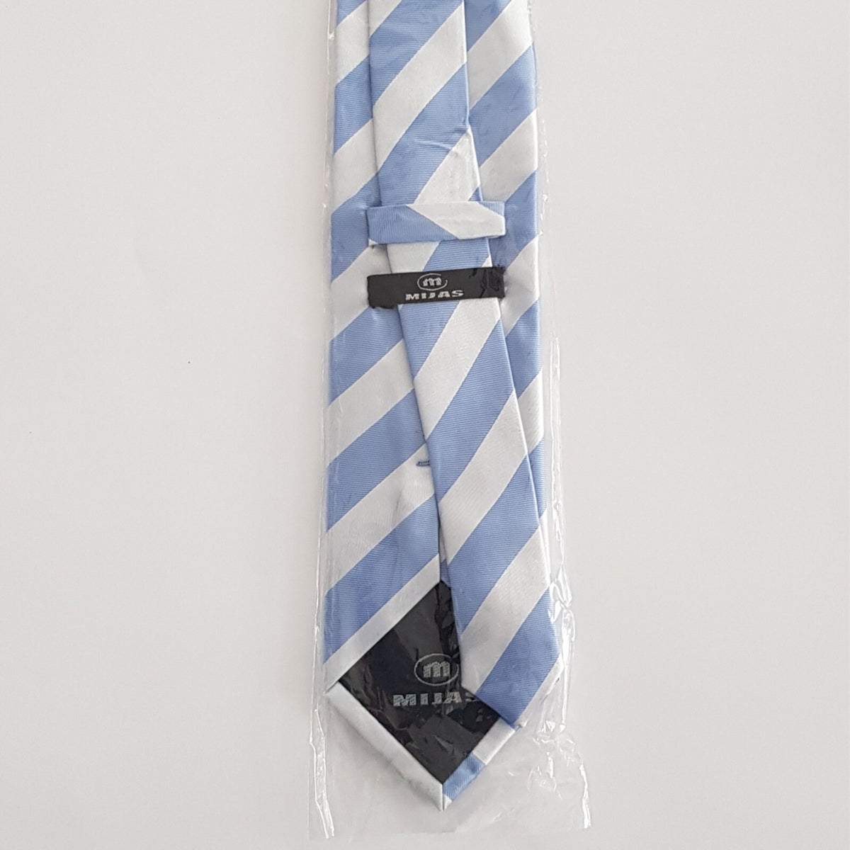 Original Mijas Herren Anlass / Business Krawatte -Hellblau silber gestreift - 3KShop.de