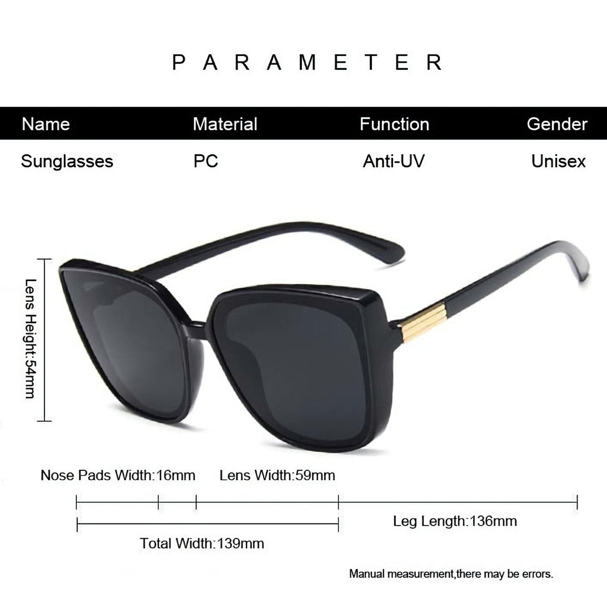 Schwarze Oversized Cat-Eye-Sonnenbrille