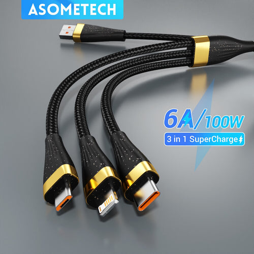 1,25m USB 100W Ladekabel Typ C Multi Micro Kabel Schnell Original Asometech - 3KShop.de