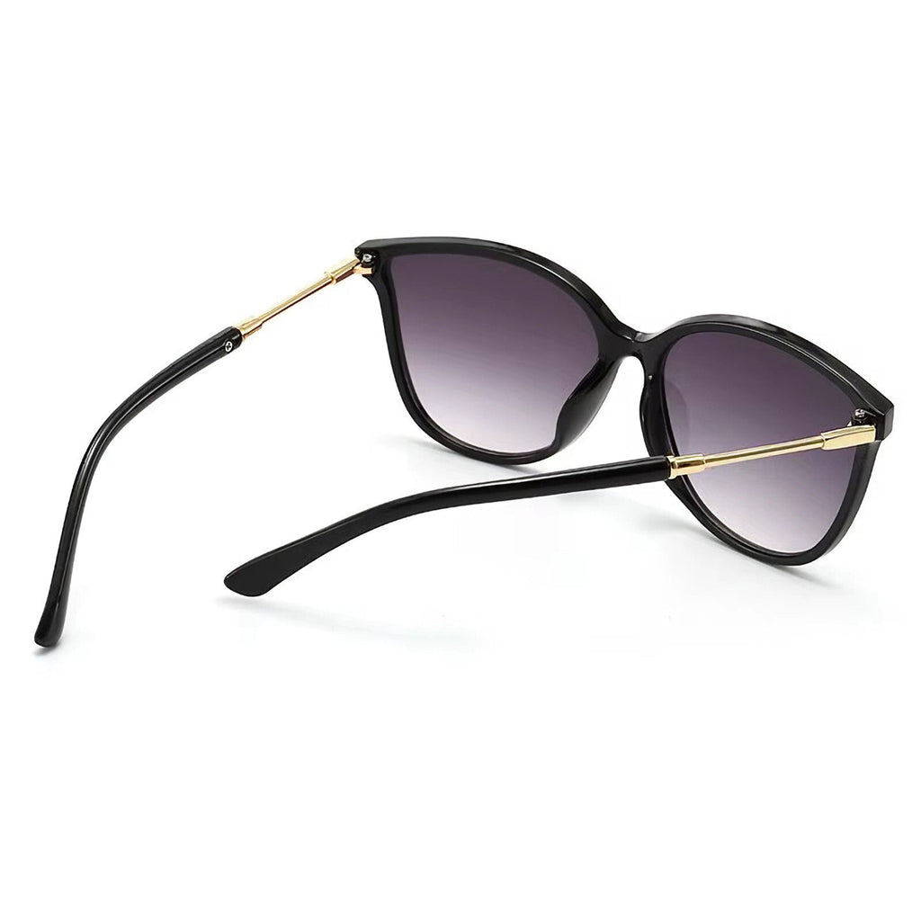 Oversized Cat-Eye-Sonnenbrille Schwarz-Gold