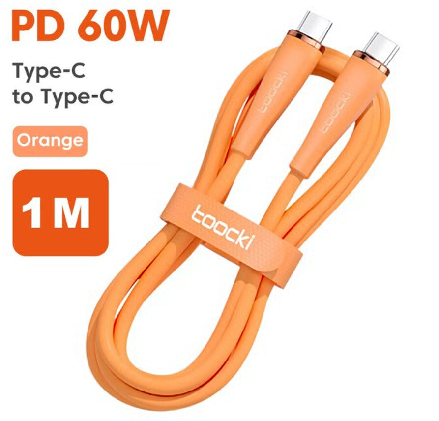 60 Watt Turbo Schnell Ladekabel USB Typ C Datenkabel Handy Silikon Nylon Toocki - 3KShop.de