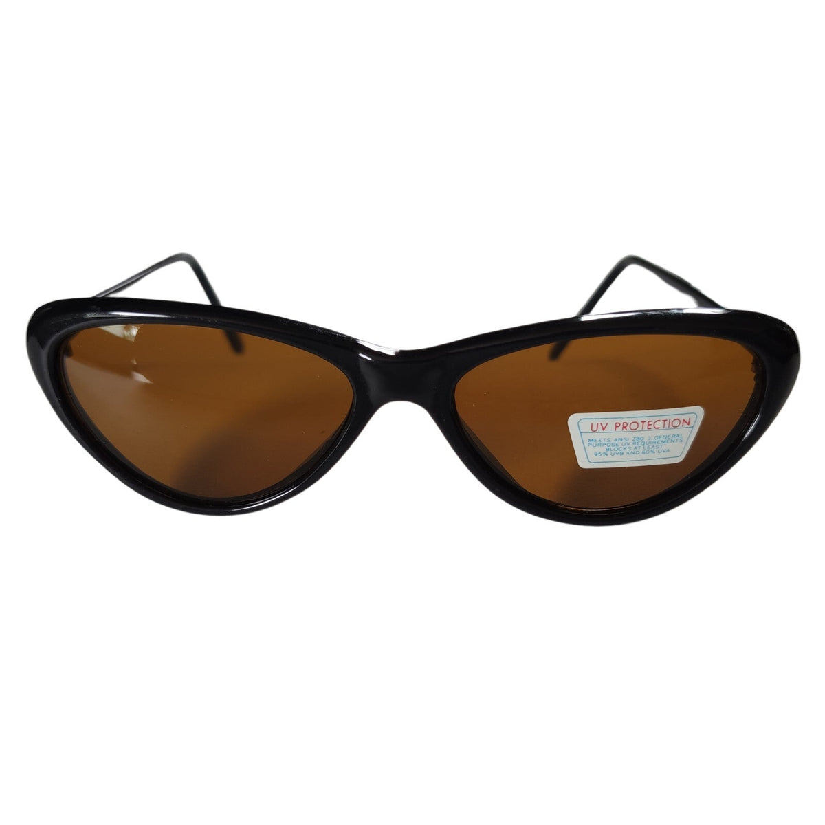 Schwarze Cat-Eye-Sonnenbrille mit braunen Gläsern