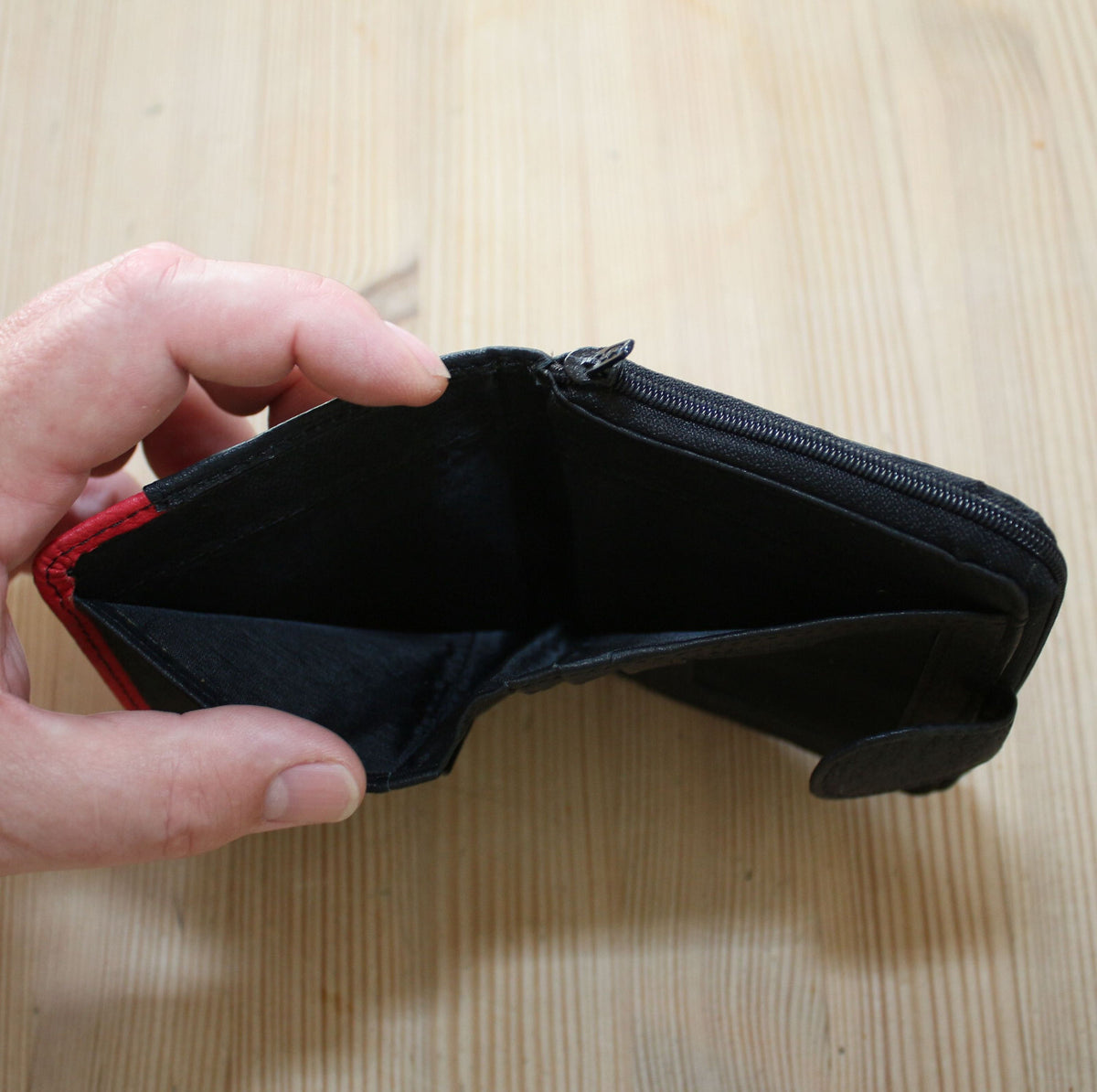 Herren Geldbeutel Portemonnaie Geldbörse Brieftasche Schwarz Rot G1220 - 3KShop.de