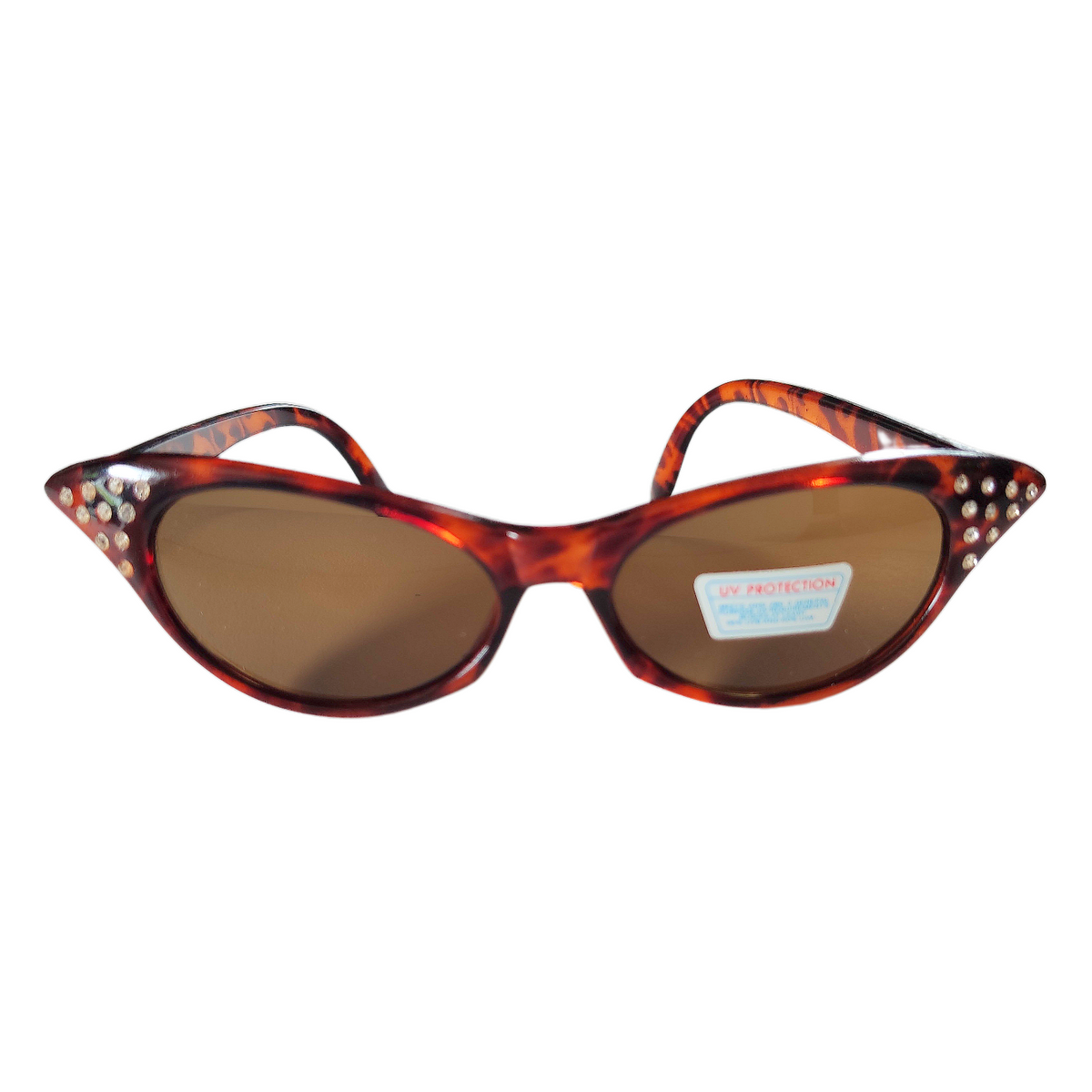Braun getigerte Cat-Eye-Sonnenbrille mit Strass