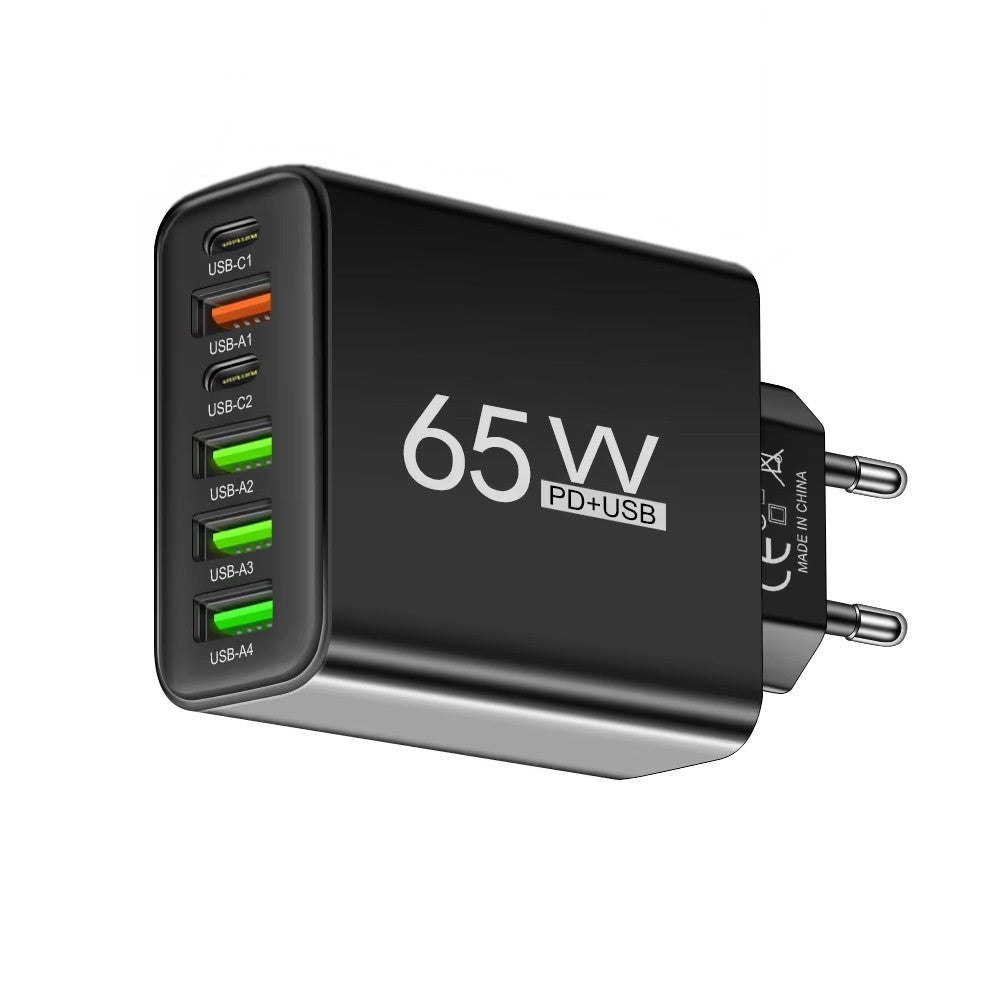 65-W-Schnellladegerät mit 6 USB-A- und USB-C-Ports
