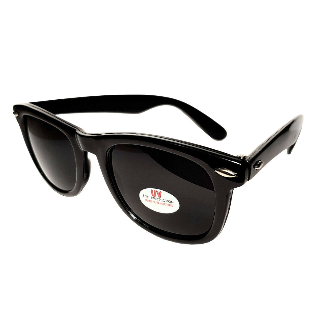 Schwarze Wayfarer-Sonnenbrille mit extra dunklen Gläsern