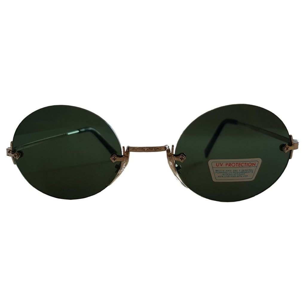 Runde silber-grüne Steampunk-Sonnenbrille verspiegelt