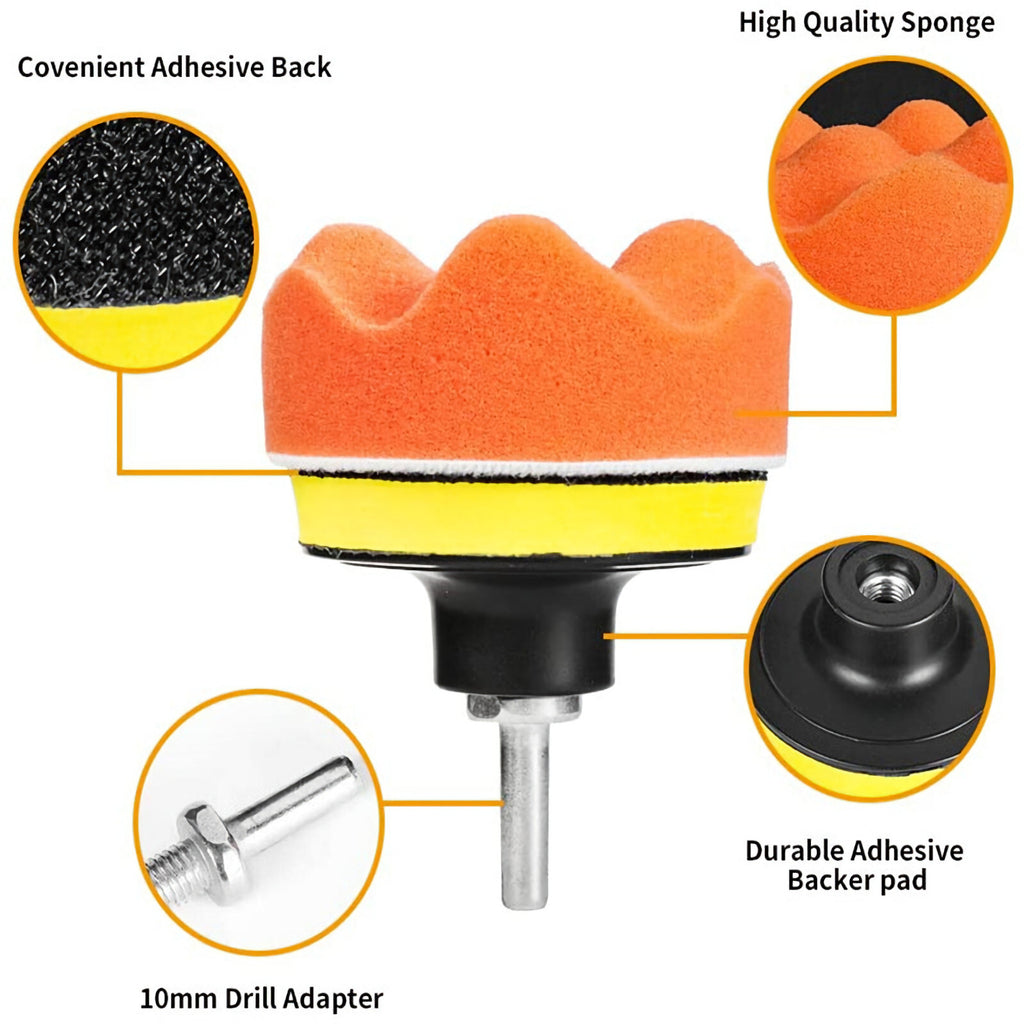 Polierteller Polier Set Polierpads Klett Schwamm Polierscheibe 11 teilig 80mm - 3KShop.de