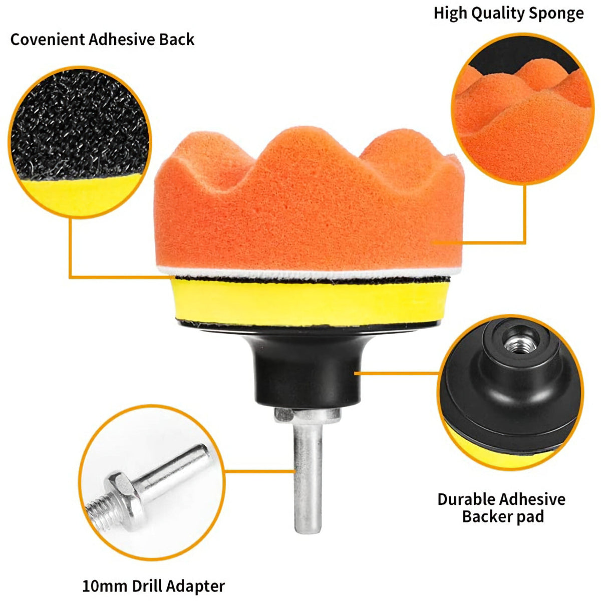 Polierteller Polier Set Polierpads Klett Schwamm Polierscheibe 11 teilig 80mm - 3KShop.de