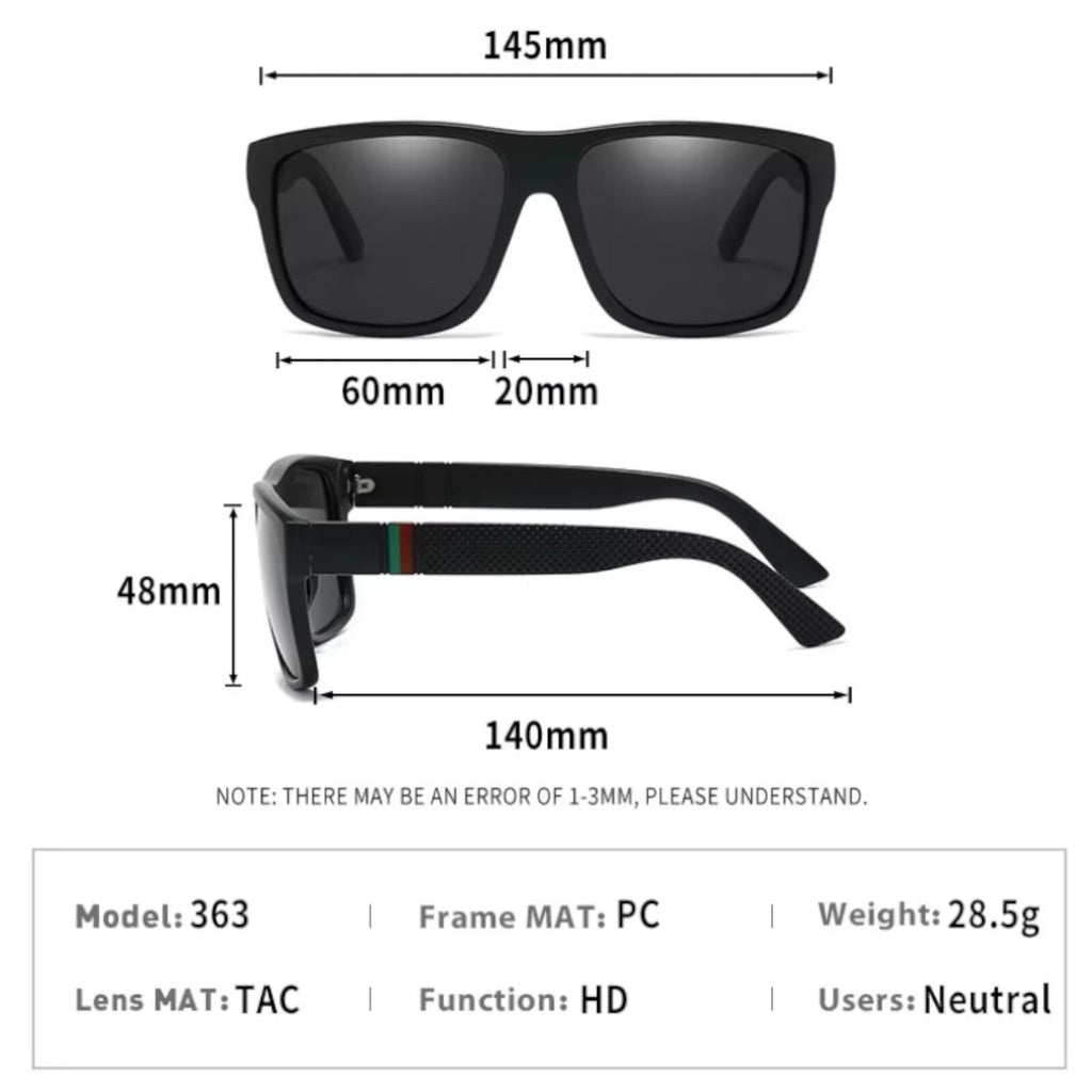 Matt-schwarze polarisierte Sonnenbrille mit dunklen Gläsern
