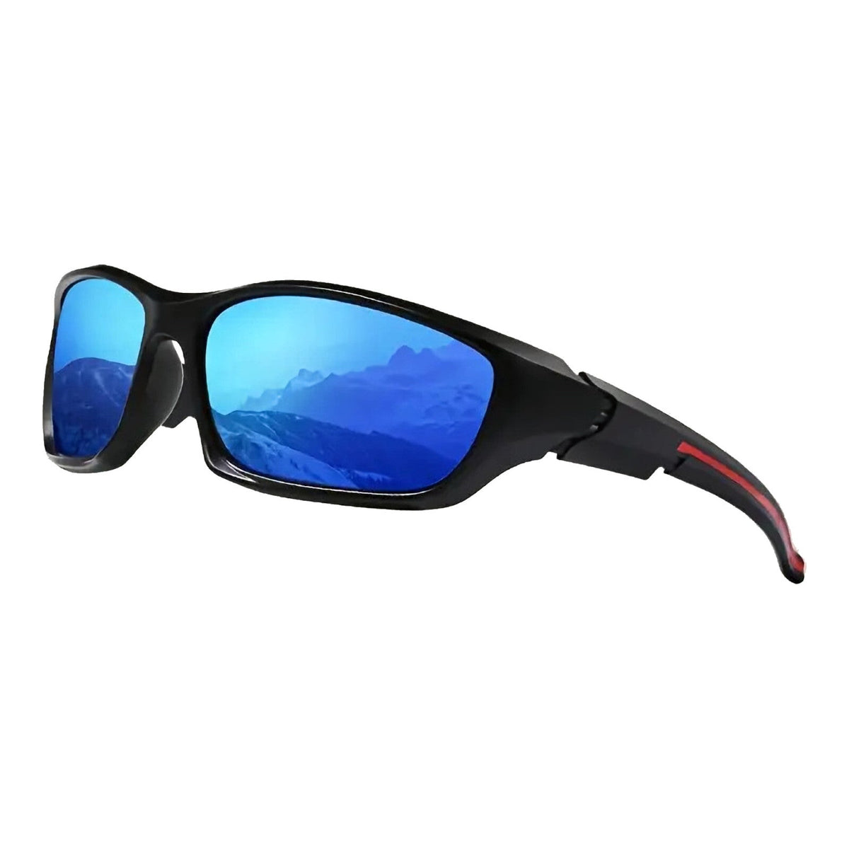 Schwarz-blaue Biker-Sonnenbrille aus TR90