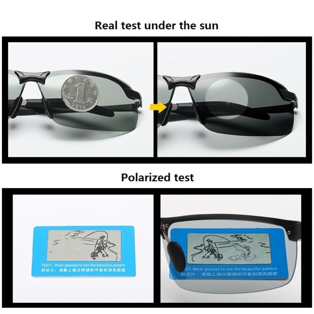 Gunmetal Matrix-Sonnenbrille mit selbsttönenden polarisierten Gläsern
