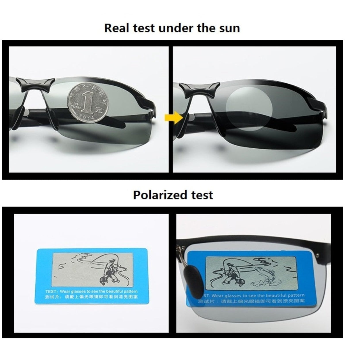 Gunmetal Matrix-Sonnenbrille mit selbsttönenden polarisierten Gläsern