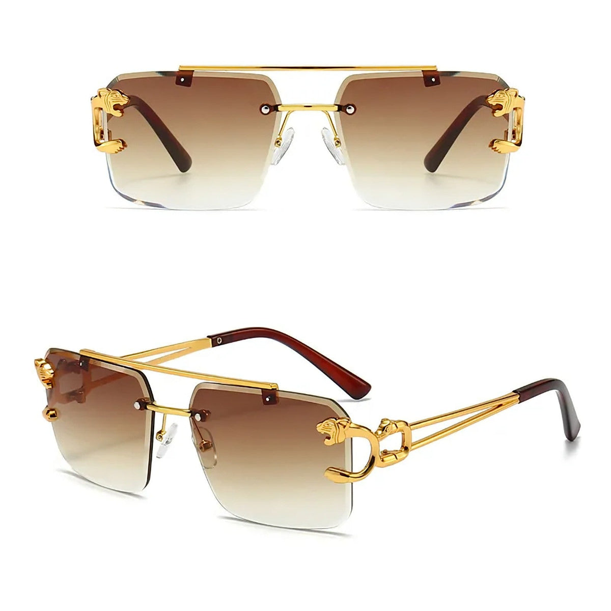 Goldene Vintage Sonnenbrille im Leoparden-Look