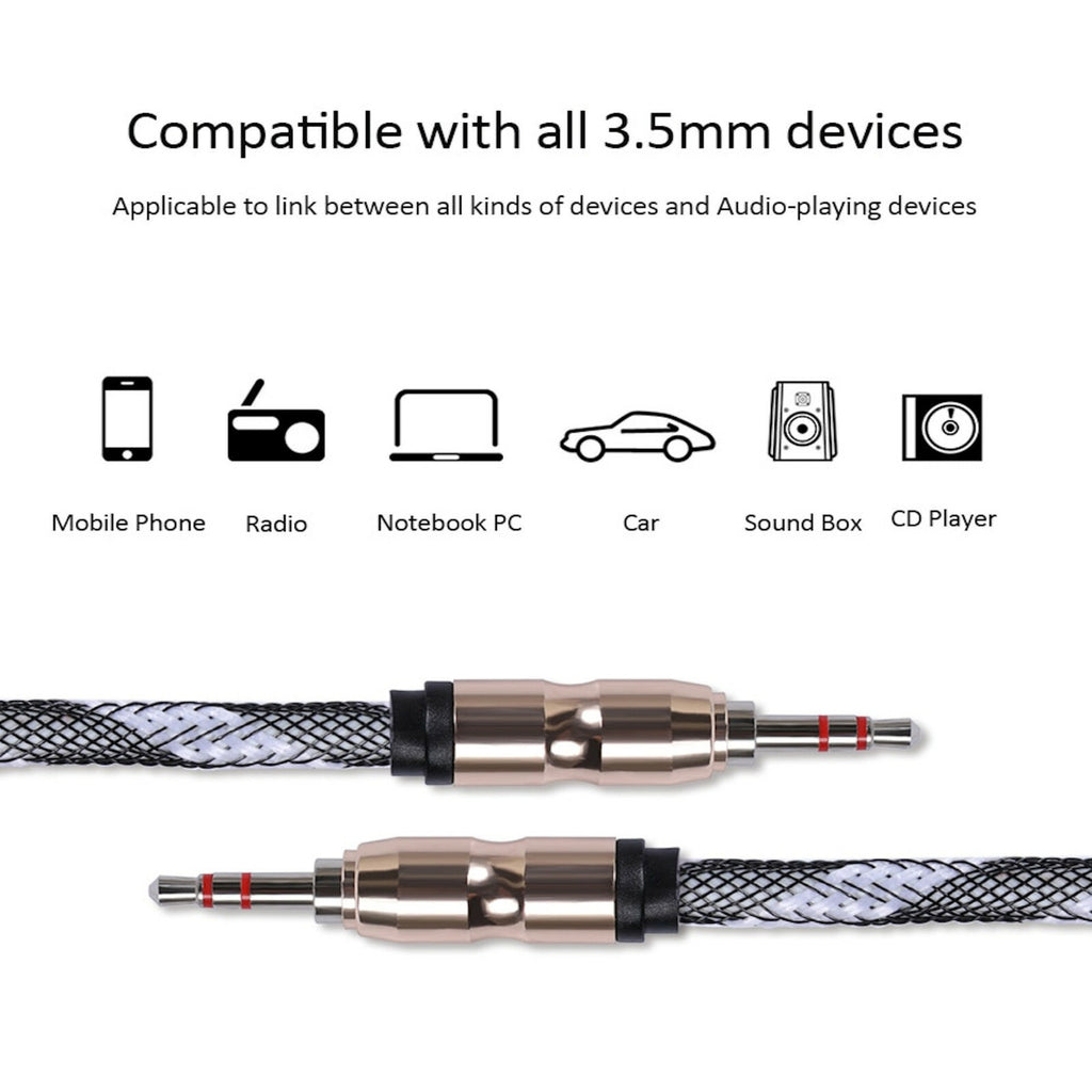 Premium Stereo Kopfhörer Anschlusskabel Nylon 1m 3,5mm Klinke Stecker>Stecker T1 - 3KShop.de