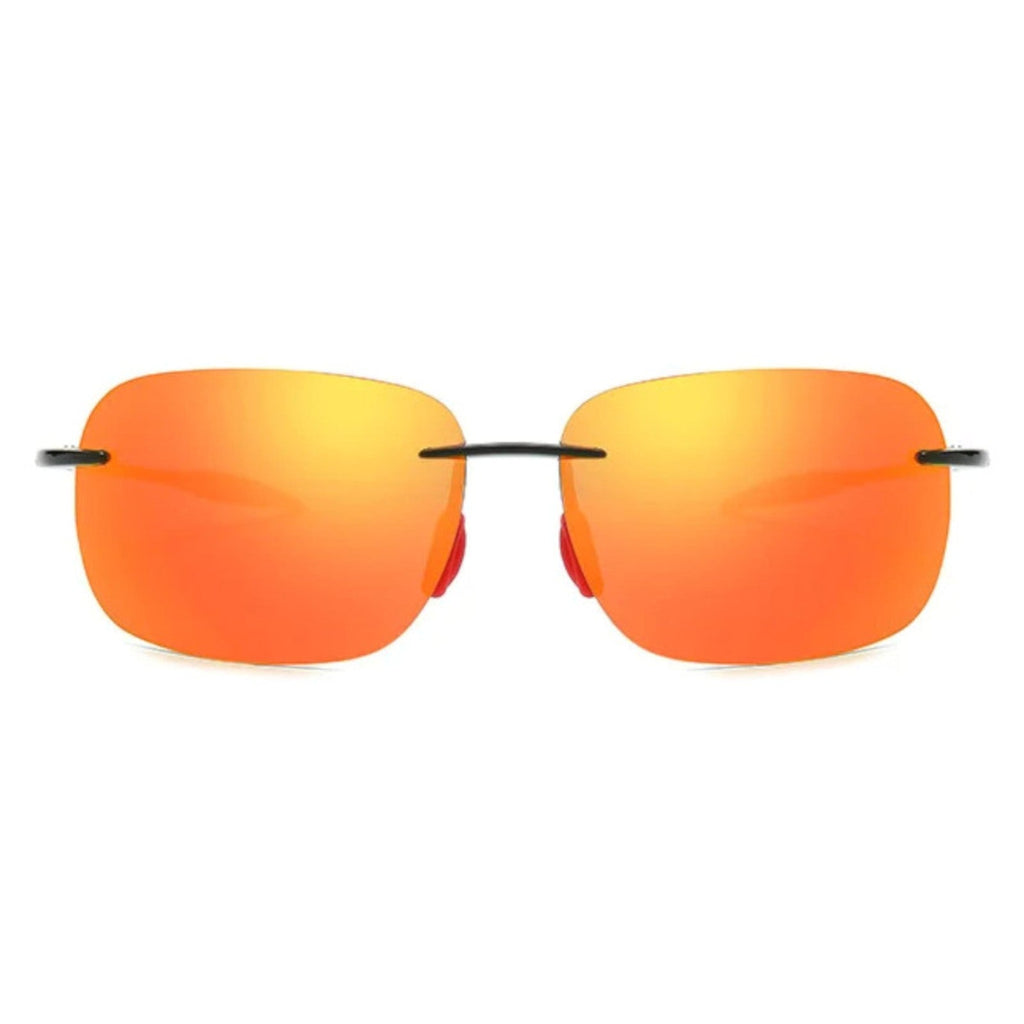 Rahmenlose Matrix-Sportbrille mit orange verspiegelten Gläsern