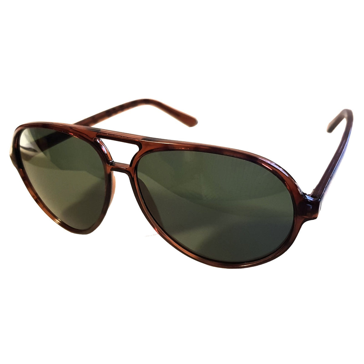 Braune Designer Damen-Sonnenbrille mit grünen Gläsern